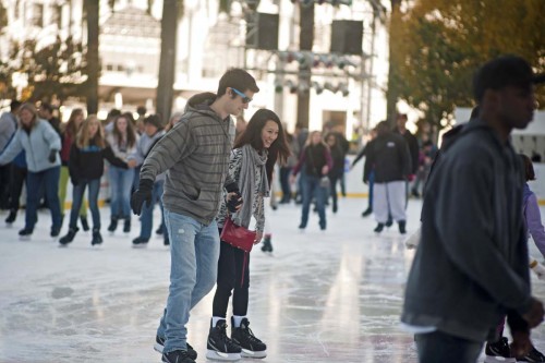 Ice skating couple.
