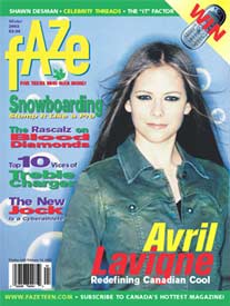 Avril Lavigne first cover ever, on Cover of Faze Magazine
